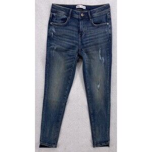 ZARA Distressed Skinny Jeans Women's Size US 6 EUR 38 Blue Denim Grunge Rocker